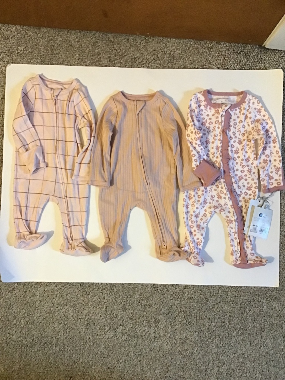 Cloud Island Set of 3 Sleep & Play Newborn 2 Way Zipper